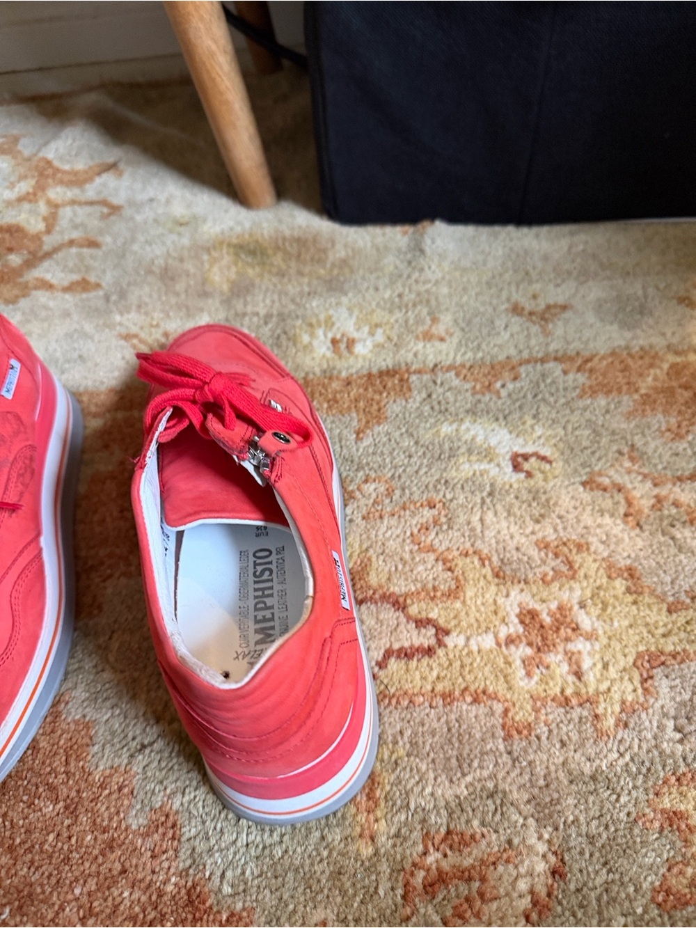 Mephisto OLIMPIA- Cranberry Red Suede Platform Sneaker with Side Zipper - Picture 15 of 16